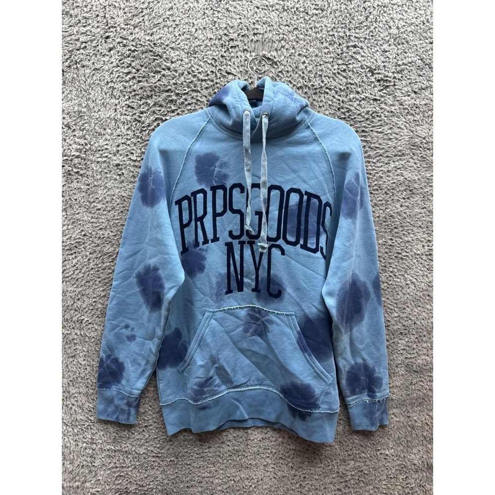 PRPS Goods & Company NYC Fleece Tie-Dye Pullover Hoodie Blue Mens Size L